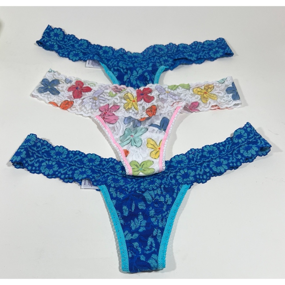 NEW Hanky Panky Assorted 3 Pack Lace Low Rise Thongs One Size
